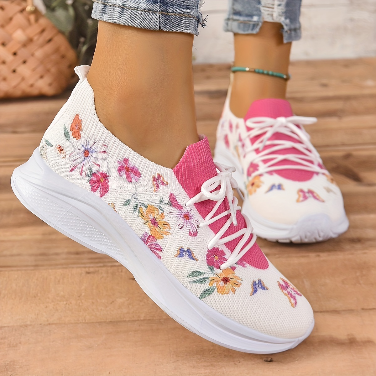 Sneakers with deals floral design