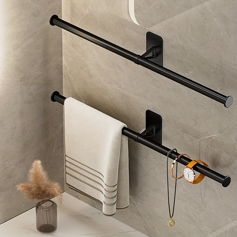 Stylish Durable Black Towel Bar Bathroom Punch free Wall - Temu