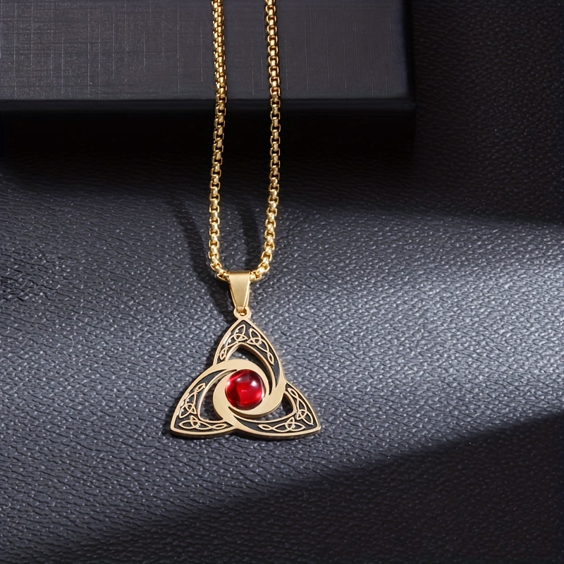 Stainless Steel Celtic Knot Necklace with Gemstone