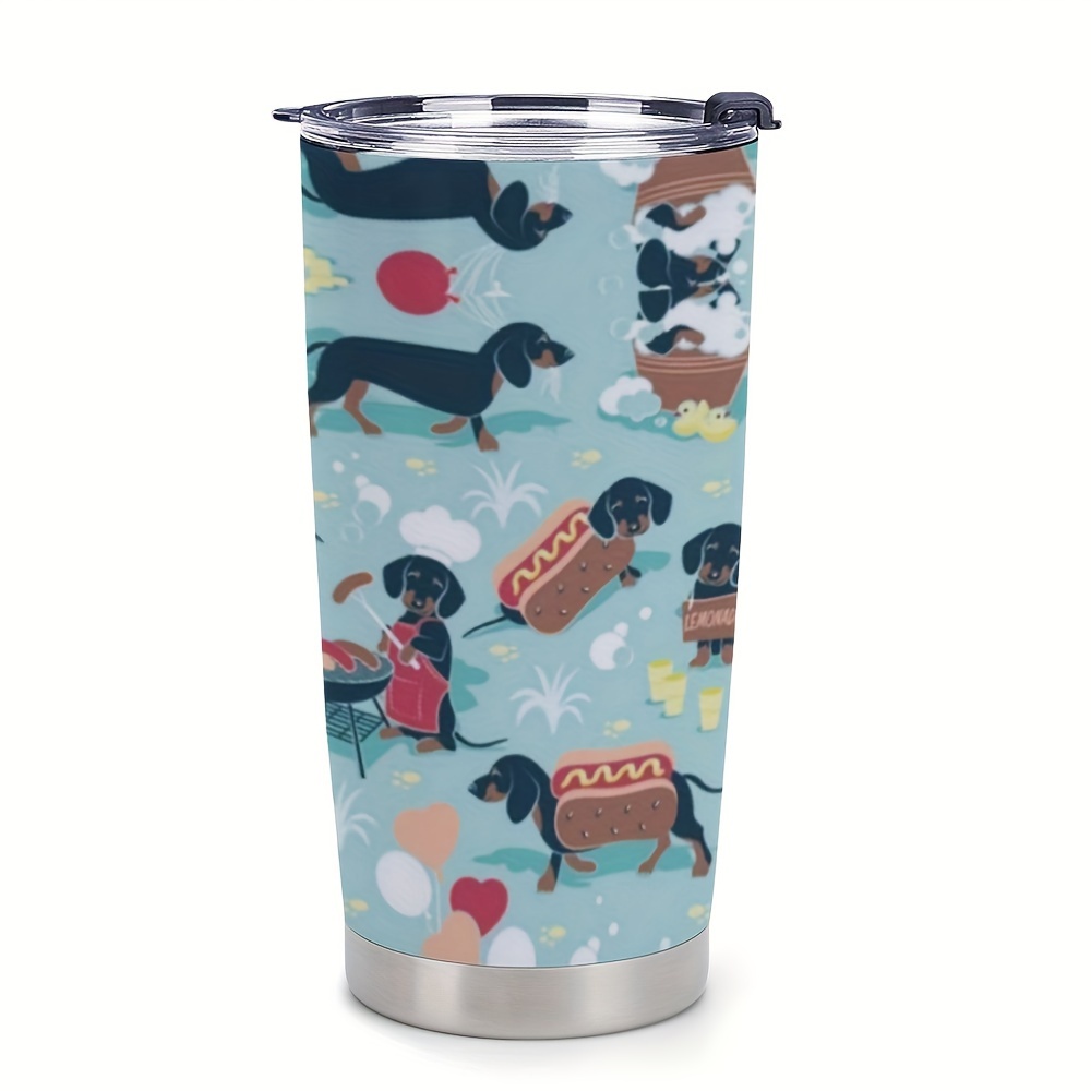 

1pc, 20oz, Cute Dog Print Stainless Steel Insulated Car Cup, Insulation With Lid, Travel Supplies, Insulated Coffee Cup, Gifts