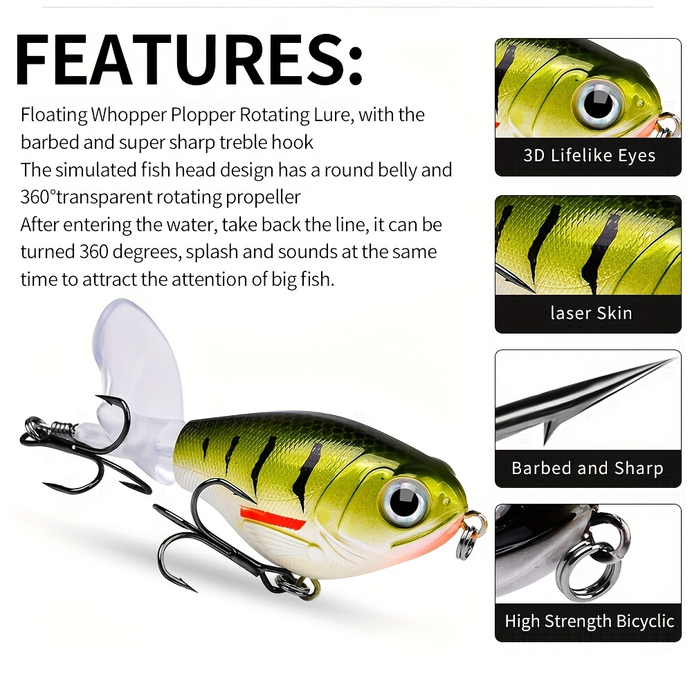 Top Water Whopper Plopper Lures Soft Rotating Tail Fishing Lure