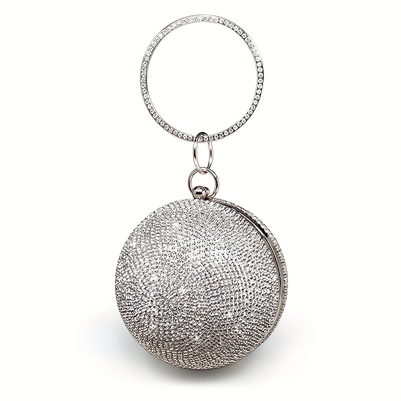 Rhinestone Ball Shaped Evening Bag, Elegant Circle Clutch Purse