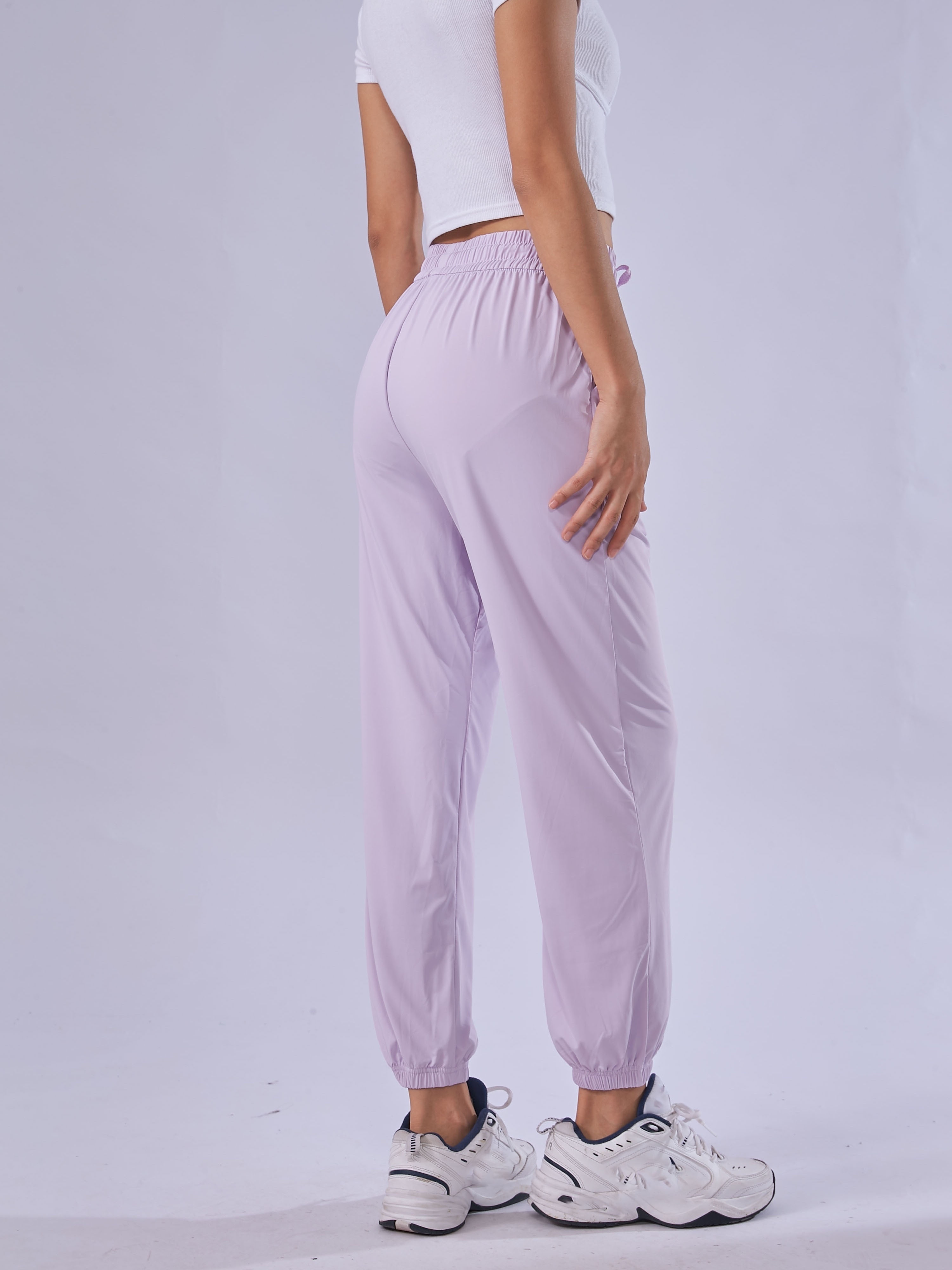 Pantalones de chándal de yoga, pantalones de chándal transpirables de color  púrpura claro para mujer de talle alto para correr(L)