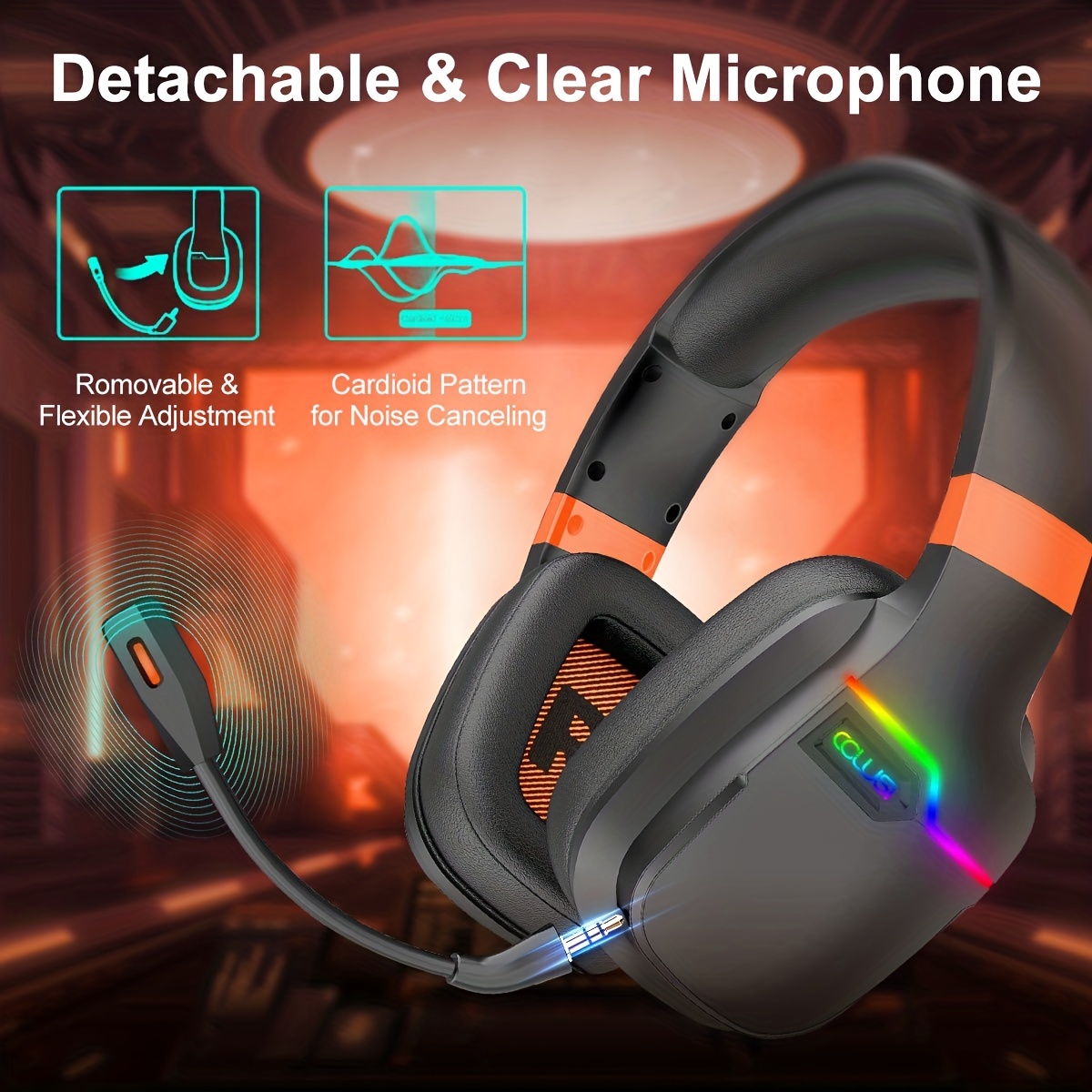 Wireless Gaming Headset With Noise-canceling Mic For Pc Ps4 Ps5