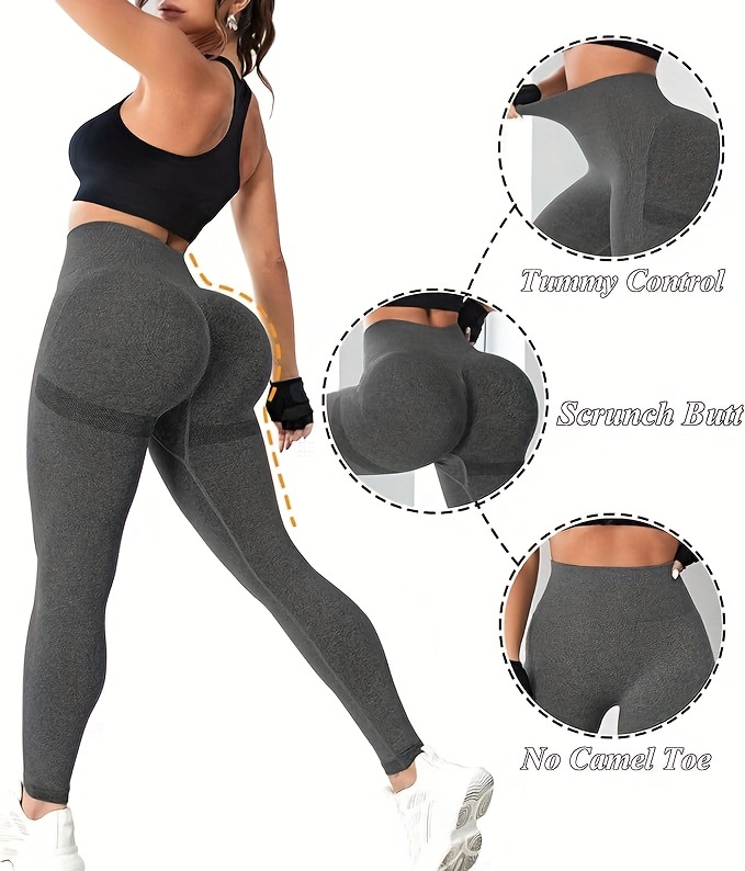 A Women Seamless Workout Leggings with Pockets Scrunch Butt Lifting Gym  Legging