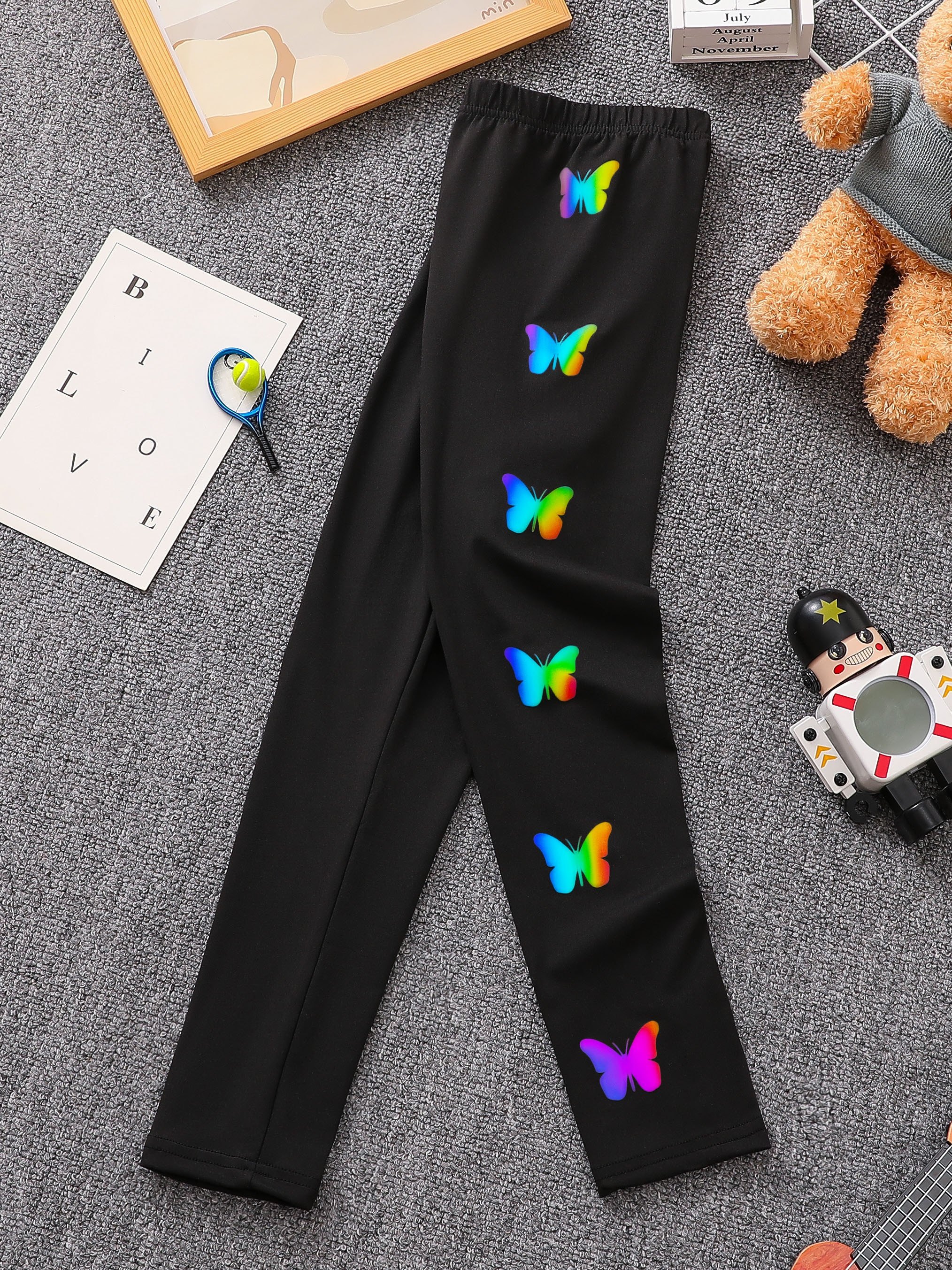 Buy Girls Leggings Butterfly Print With Elasticated Waistband