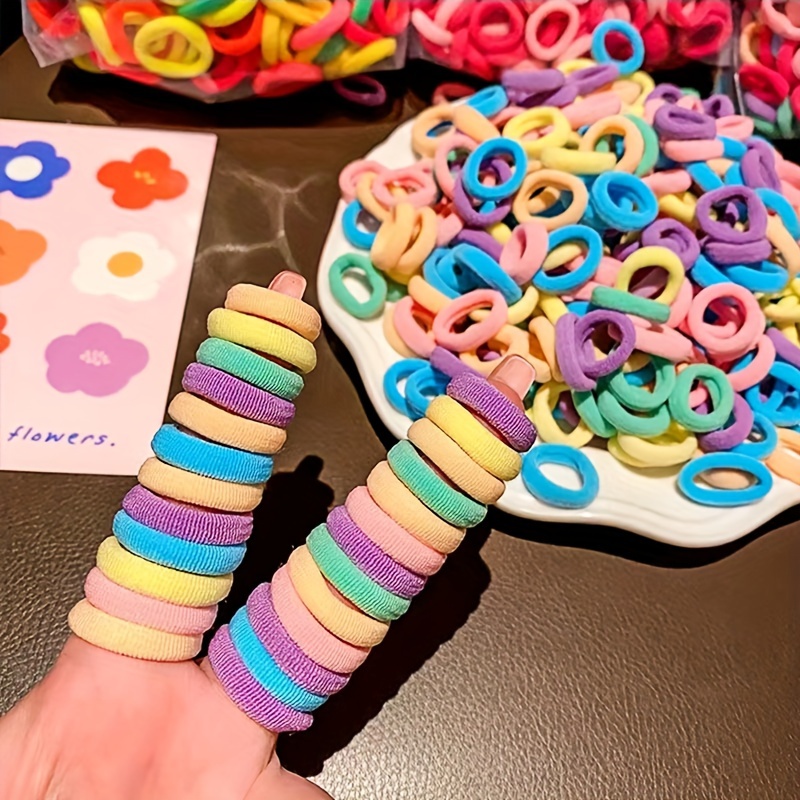 100pcs Basic Cute Girl Hair Rings That Don't Damage Hair, High Ponytail Hair Ties, Durable and High Elastic Rubber Bands