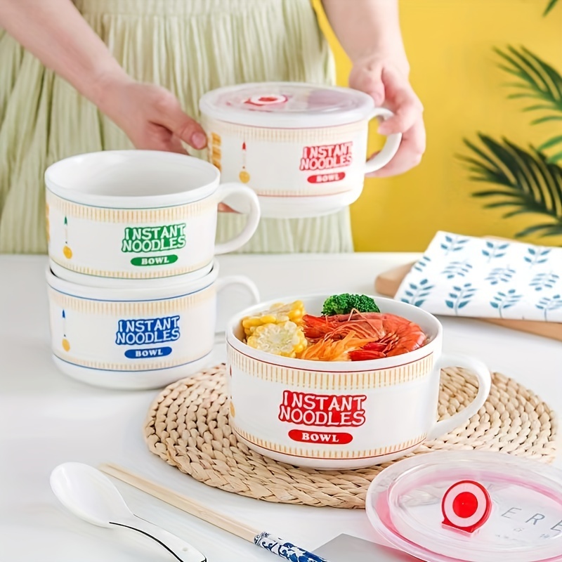 Creative Ceramic Bowls With Lid Perfect For Noodles Salad - Temu