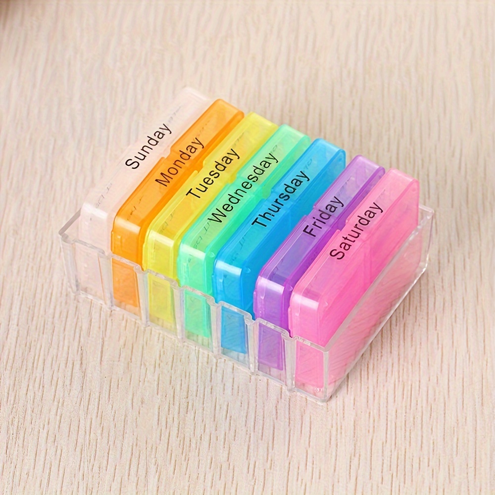 

Small Pill Box, Portable 1 Week Sealed Medicine Box, 7-layer Folding Small Pill Box Medicine Storage Tablet Container