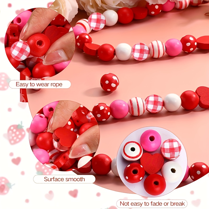 Valentine's Day Craft Beads Round Colorful Beads Farmhouse - Temu