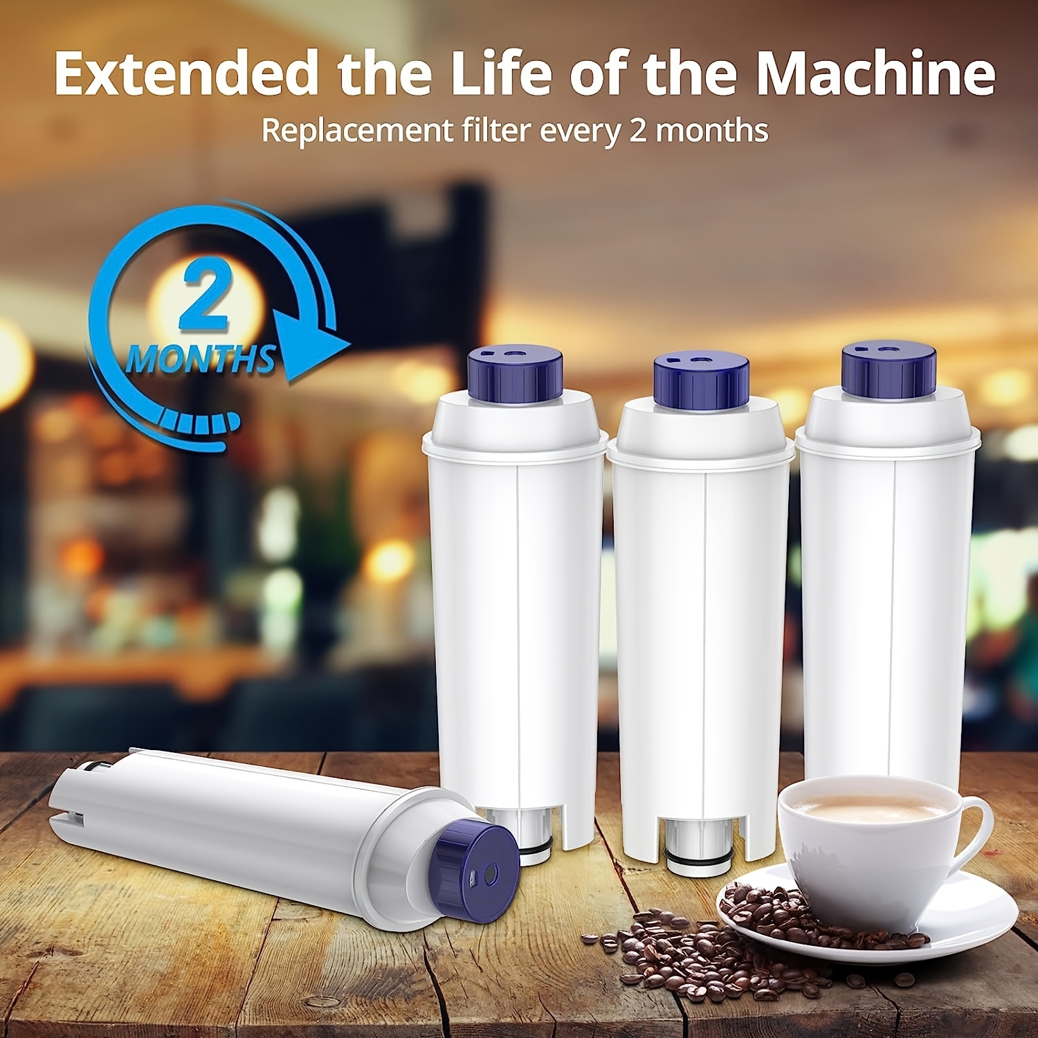2 Pack of Coffee Machine Filter for DELONGHI DLSC002 ECAM, Esam, ETAM, BCO,  EC with Activated Carbon Softener