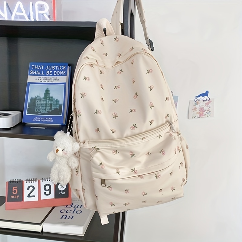 2022 Cute Preppy School Bag Floral Printed Kawaii Backpack Cottagecore  Aesthetic Backpack BookBag Laptop Daypack, Brown, Daypack Backpacks :  : Electronics