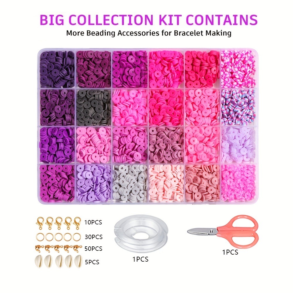 4800pcs 48 Colors Polymer Clay Beads Kit, Charm Bracelet Making
