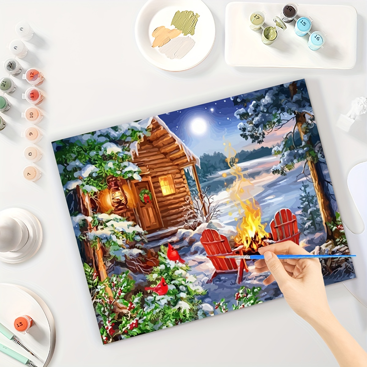 Snow Mountain PAINT by NUMBER DIY Kit for Adult & Kids, Waterfall Vintage  Style Art , Easy Beginner Acrylic Painting Kit,home Decor Gift 