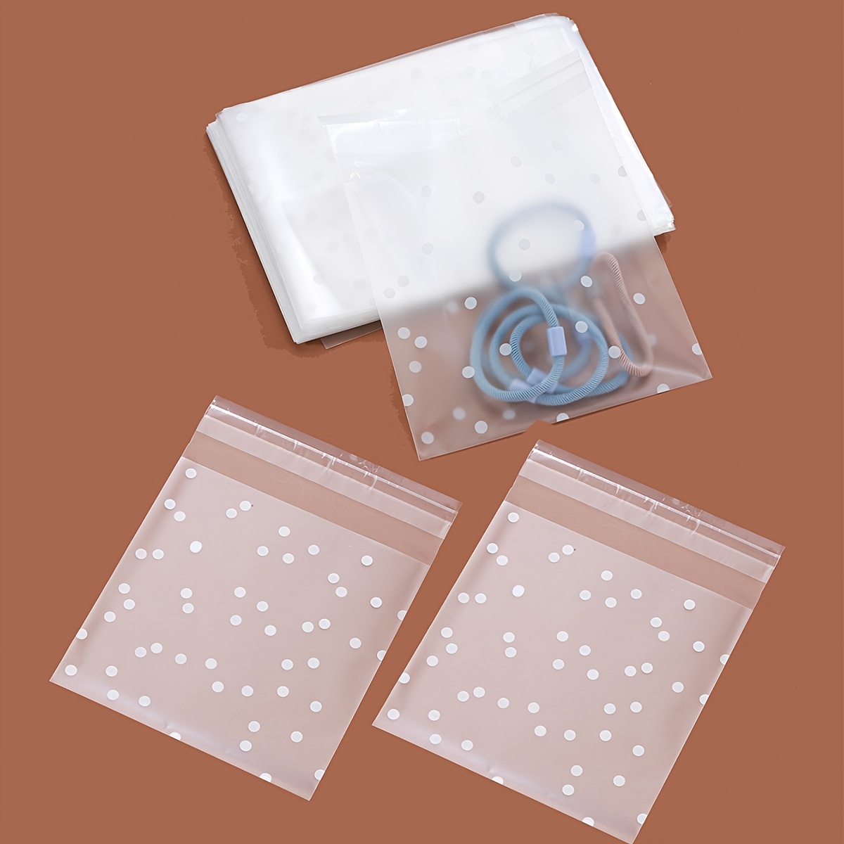 

100pcs White Dot Transparent Packaging Bags Self Sealing Small Ziplock Reclosable Candy Cookie Storage Diy Jewelry Gift Bags Personal Use & Small Business Supplies