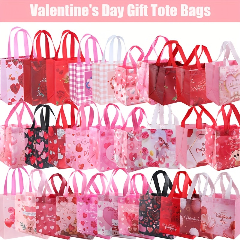 Valentines Gift Bags Reusable Tote Bags With Handles Non - Temu