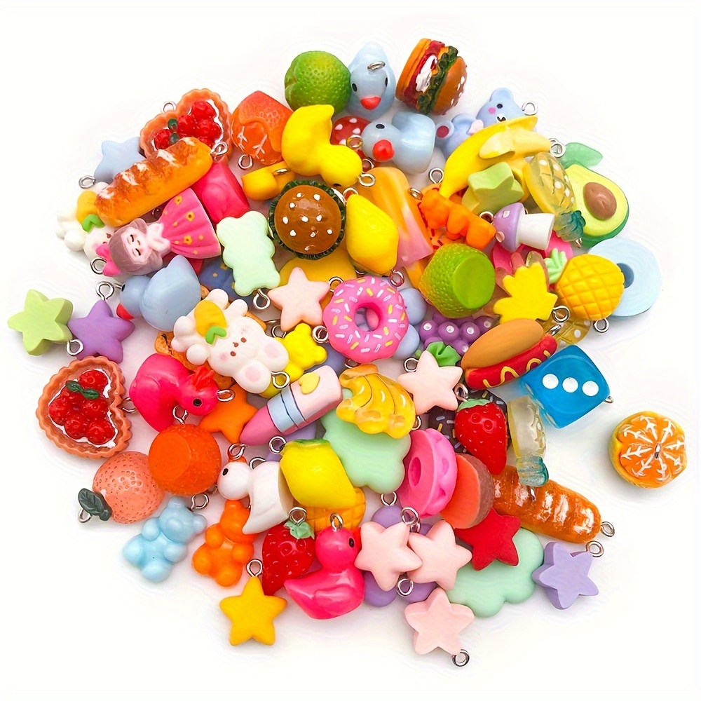 

Mixed 10pcs Random Styles Colorful Resin Cute Imitation Animal Fruit Food Series Charms Diy Handmade Pendants For Necklace Bracelets Earrings Jewelry Making Findings
