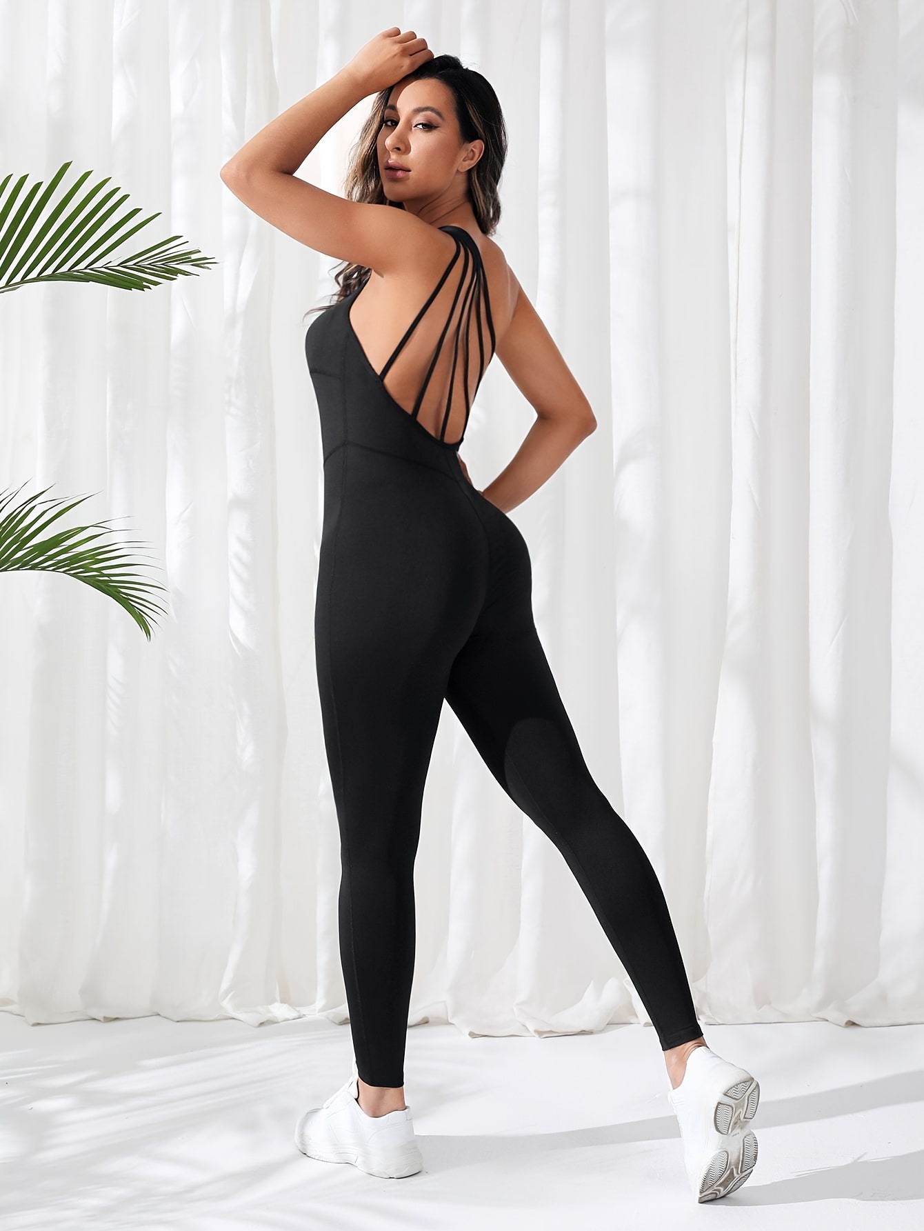 Strapless Jumpsuit for Women Women Yoga Jumpsuits Workout Ribbed Long  Sleeve Sport Jumpsuits