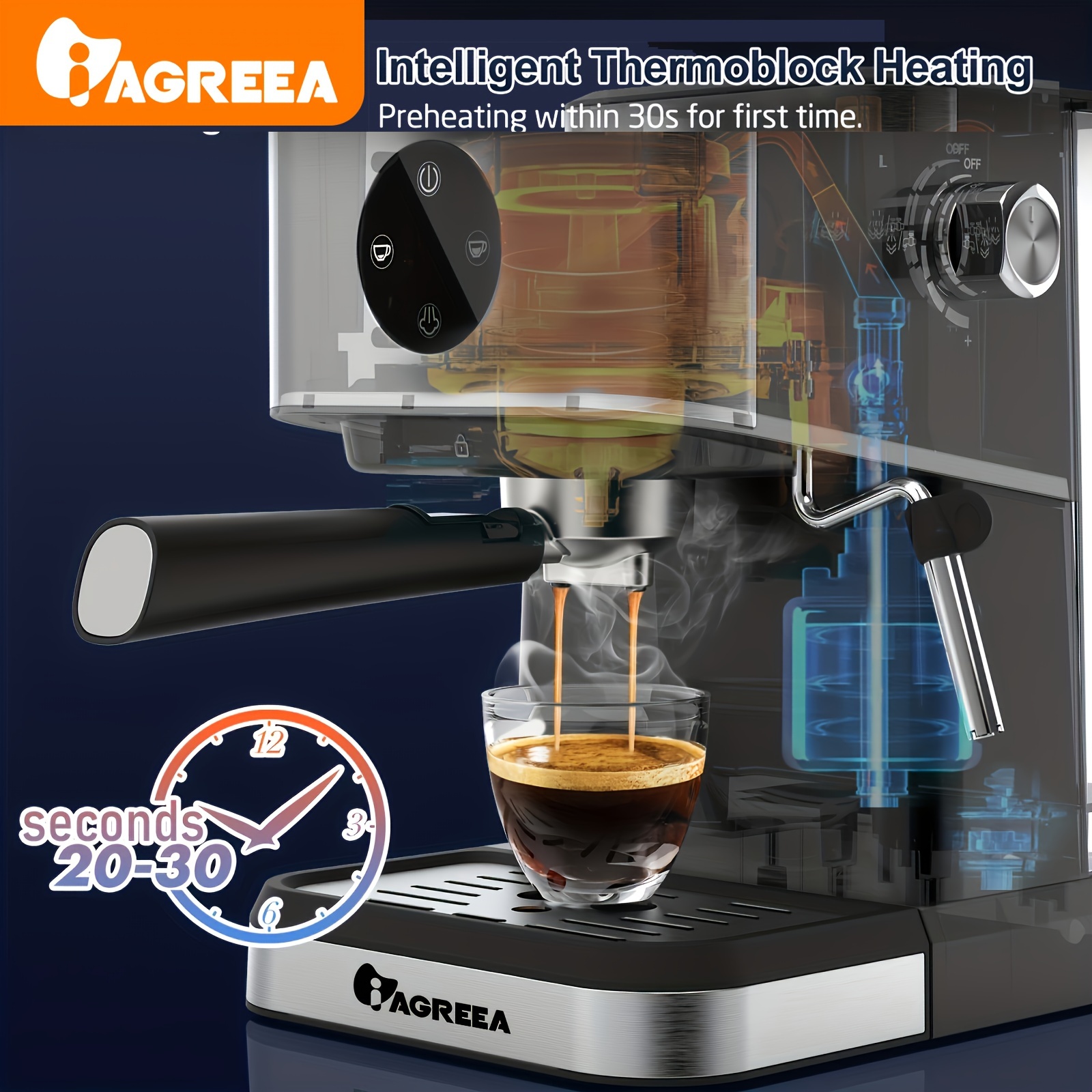 Espresso Machine Latte Makers 20 Bar Cappuccino Machines with Milk Frother  for Espresso/Cappuccino/Latte/Mocha for Home Brewing with 35 oz Removable