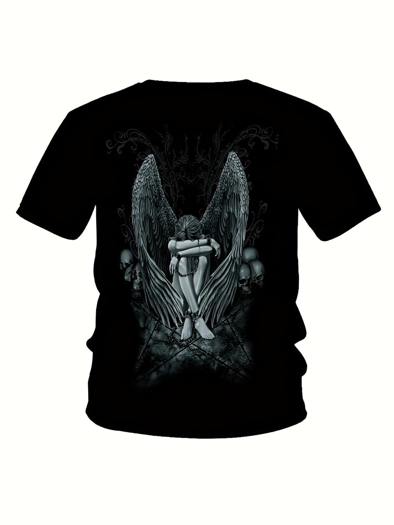 y2k Crying Angel Graphic Pattern Men's Trendy Summer Crew Neck T-shirt