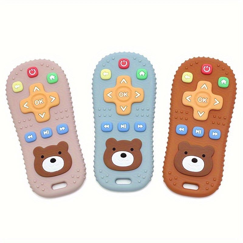 food grade silicone teether remote control shake comforter anti eating hand toy details 1