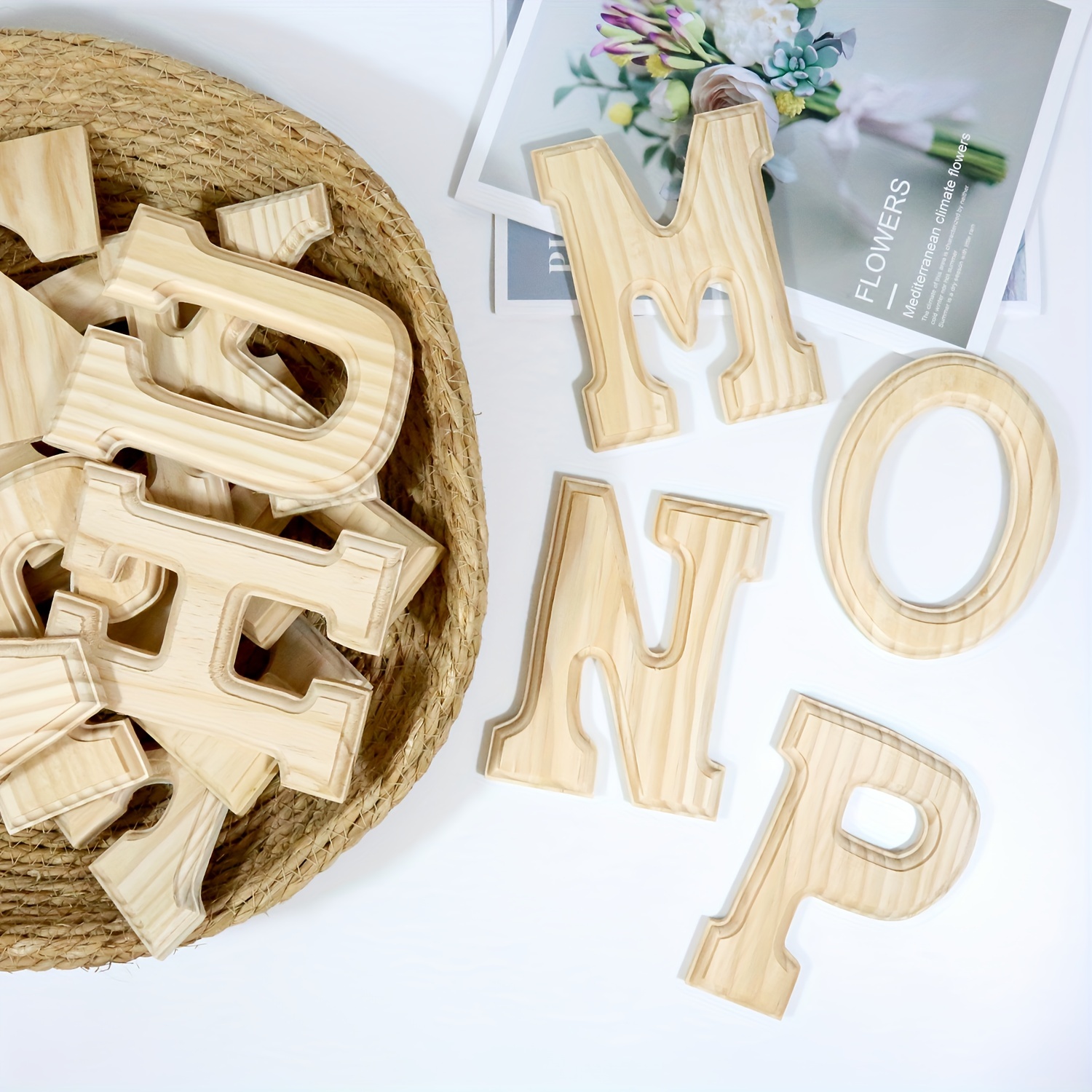3 Wooden Letters - 78 Pcs Wood Alphabet Letters for Crafts Wood Letters  Sign Decoration Unfinished Wood Letters for Letter Board/Wall