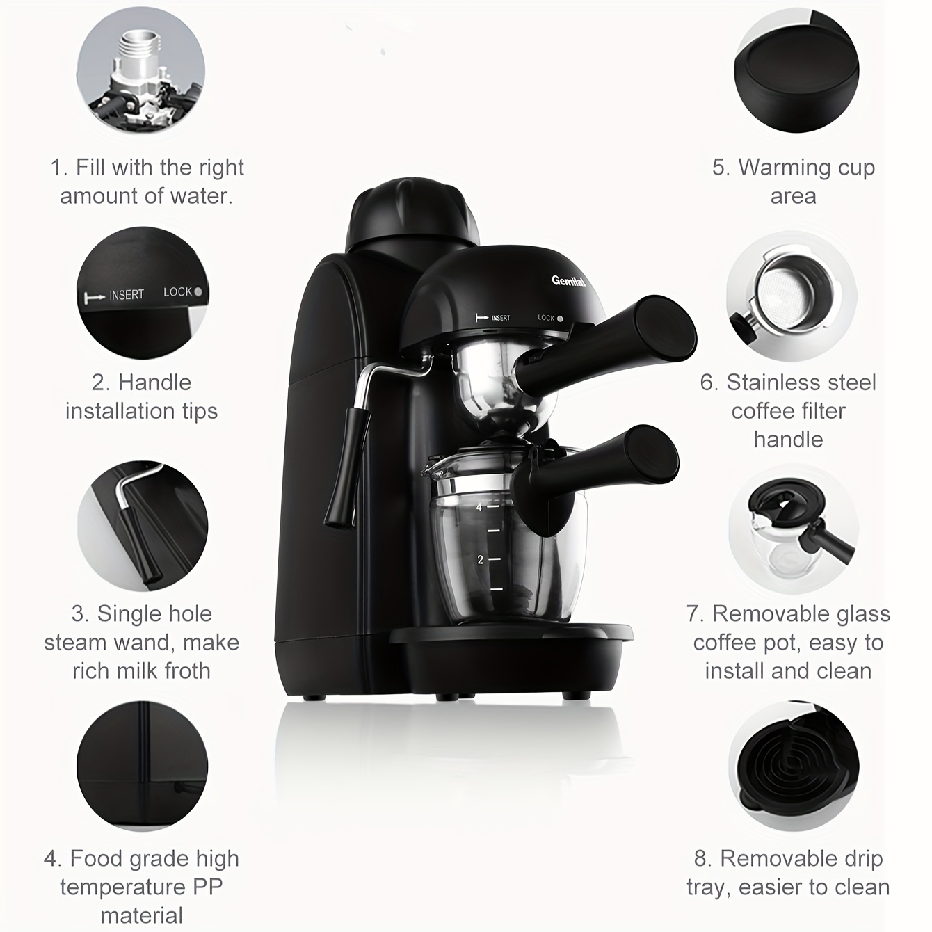 Máquina de café expreso de 20 bares, cafetera espresso con espumador de  leche, máquina de café expreso semiautomática para hogar y barista, función  de