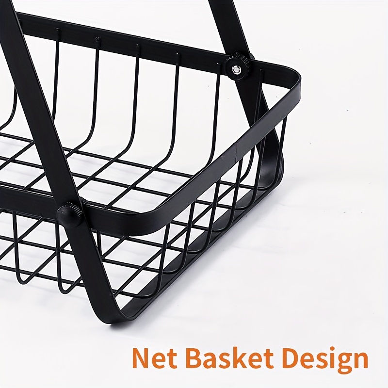 Basicwise Black Iron Wire Fruit Bowl for Kitchen Counter, Storage Basket for Fruits, Vegetables, and Bread, Set of 2