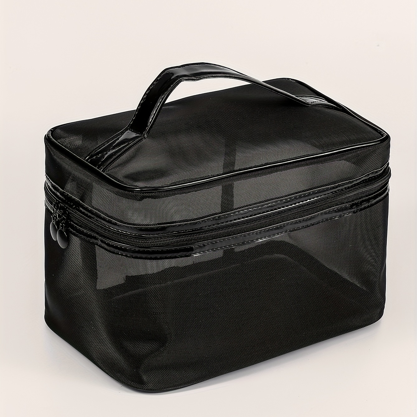 Clear Mesh Square Makeup Bag With Handle Portable Cosmetic Bag