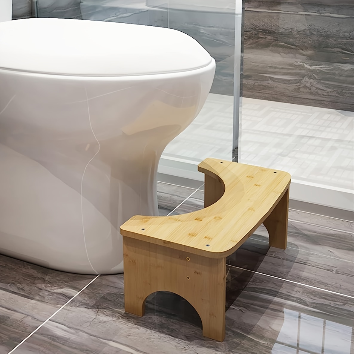 1 Tabouret De Toilette En Bambou Pour Salle De Bain Tabouret - Temu France