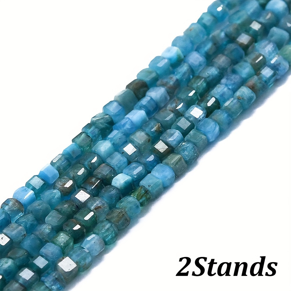 

2 Strands, About 182pcs/strand, Faceted Cube Natural Apatite Beads, For Jewelry Making Materials