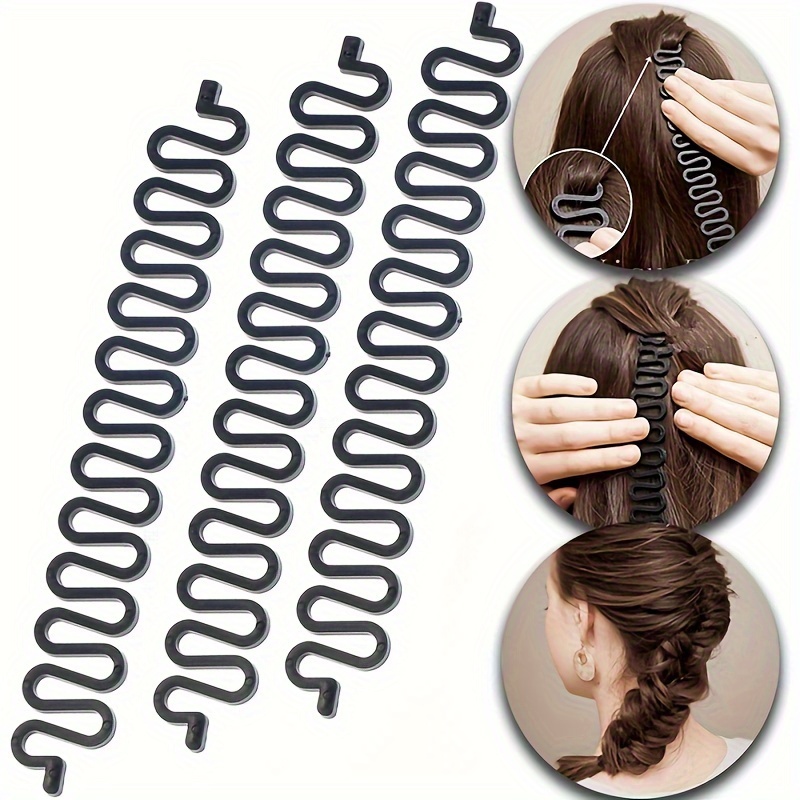 1set(2pcs) Ponytail Plastic Loop Styling Tools Simple Magic Hair Twist  Styling Clip Braider Tools Black Bun Hairstyle Maker