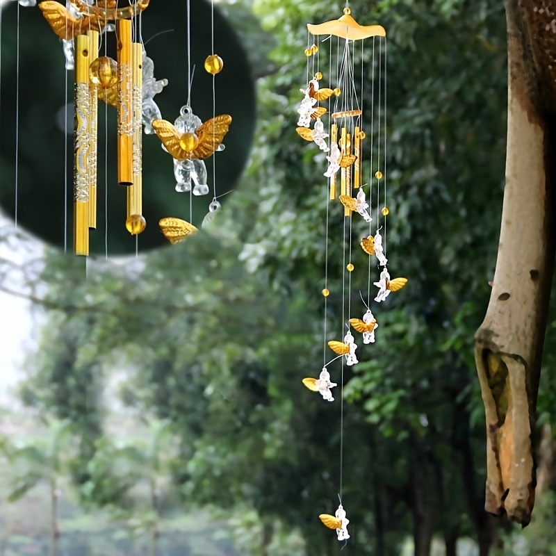 Maydahui Angel Retro Metal Wind Chime Memorial Wind Bell (34 Inch H)  Musical Windchime with S Shaped Hook for Indoor and Outdoor Decor Mom Gifts