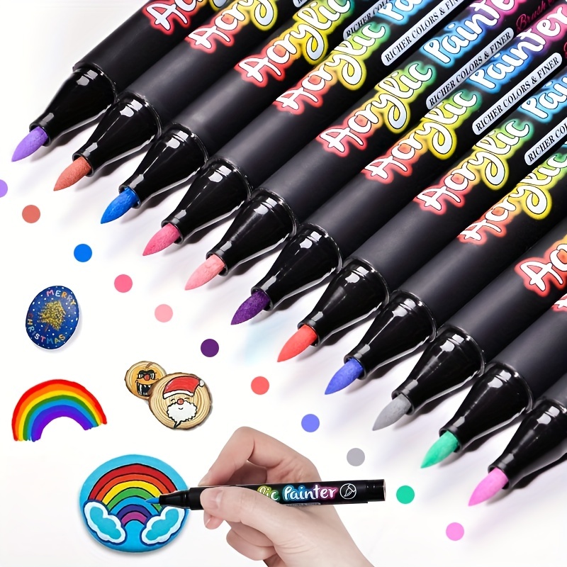 Acrylic Markers Paint Pens 60 Colors DIY Crafts Pen Art Supplies For Adults  Waterproof Rock Painting Quick-Drying Strong