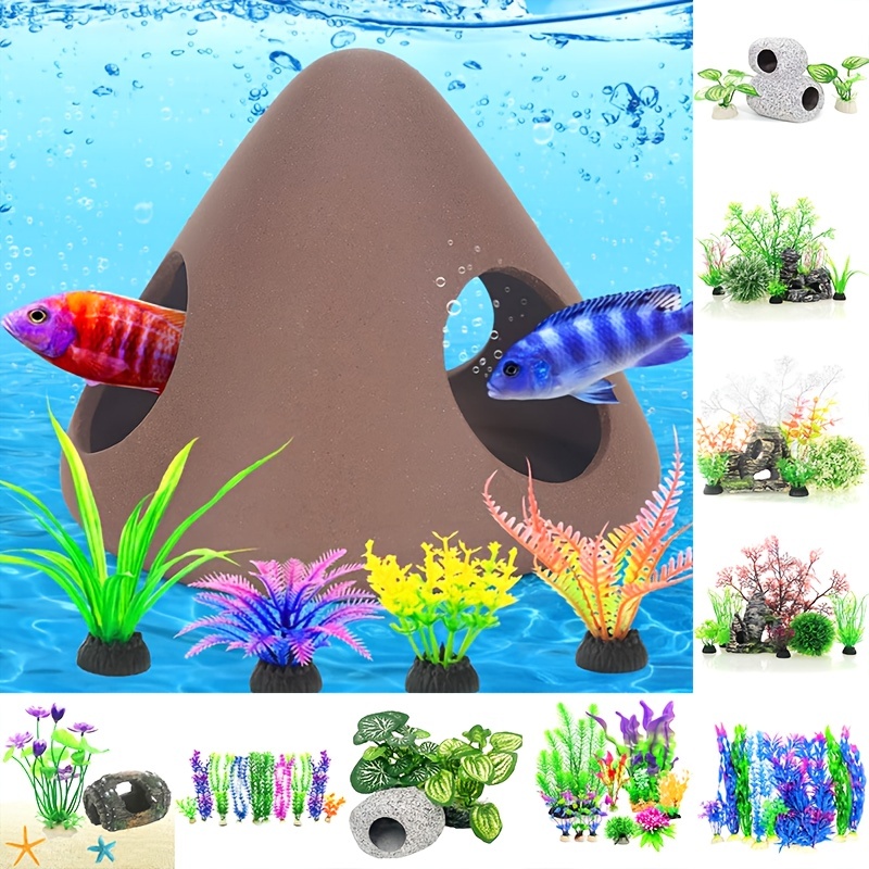 Aquarium Decorations Fish Tank Artificial Plastic Plants - Temu