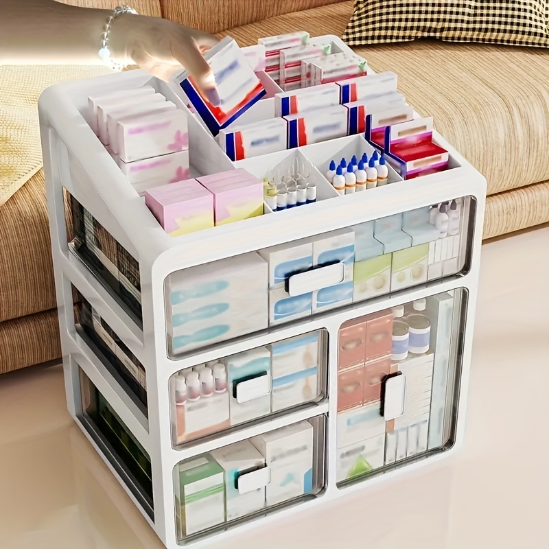 Medicine Storage Drawer Box With 3/4/layers, Portable Large Capacity Medicine  Storage Box With Dust Proof Cover, Household Storage Organizer For Bedroom,  Office, Desk - Temu United Arab Emirates
