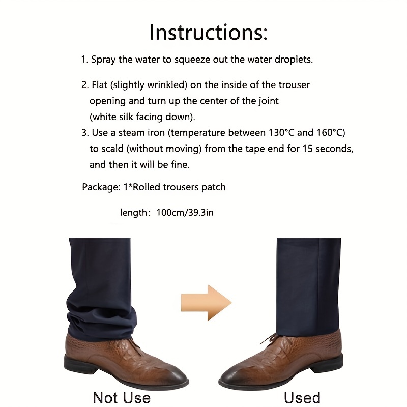Jingyang Trousers Edge Modified Strips, Iron-On Pants Edge Shorten Self-Adhesive Pants Mouth Paste Hem Fabric Tape for Suit Pants Jeans Trousers,DIY Sewing