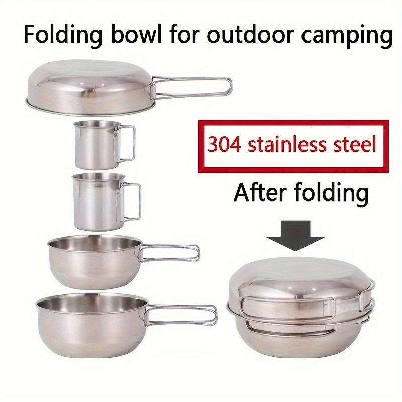 Foldable Stainless Steel Portable Kitchenware Outdoor Picnic - Temu
