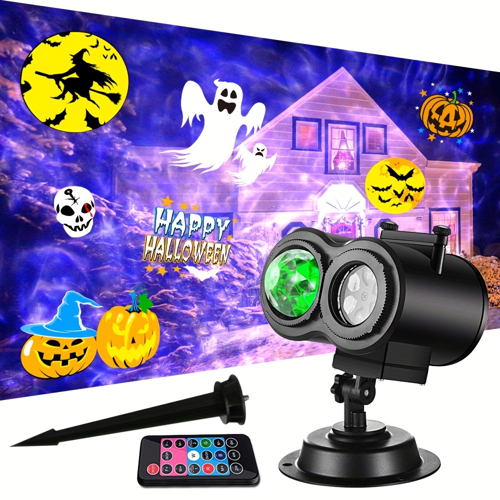 1 pack halloween christmas projector lights outdoor 16 different slides 2 in 1 led christmas snowflake projectors with remote control timer moving patterns ocean wave waterproof for xmas halloween holiday party details 10