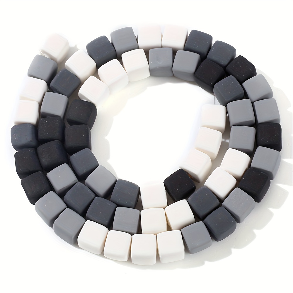 Black White Checkerboard Pattern Square Polymer Clay Loose - Temu