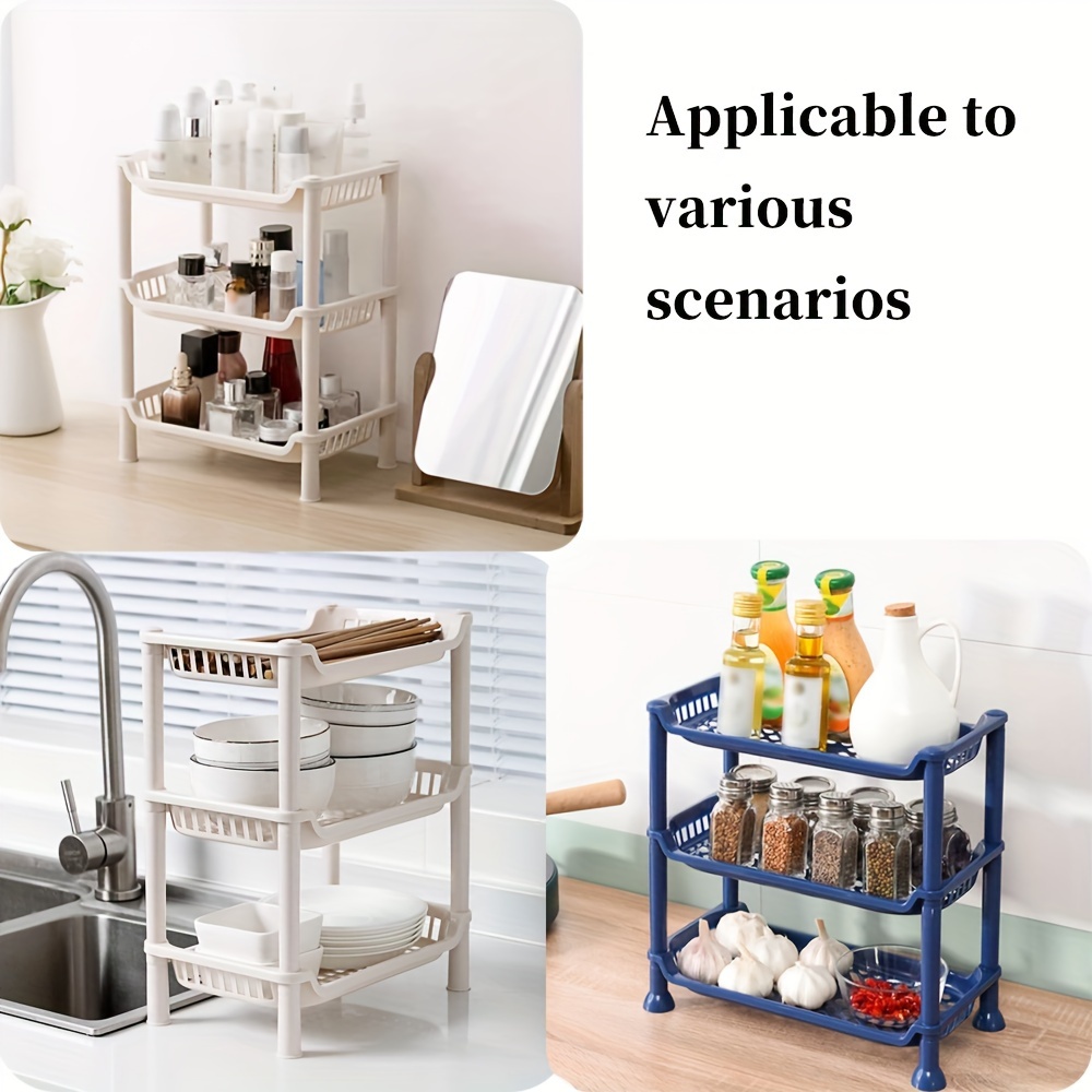 1 pc Plastic Bathroom Vanity Countertop Organizer Shelf, Multilayer Makeup  Cosmetic Toiletries Storage Tray, Sundries Storage Holder for Kitchen