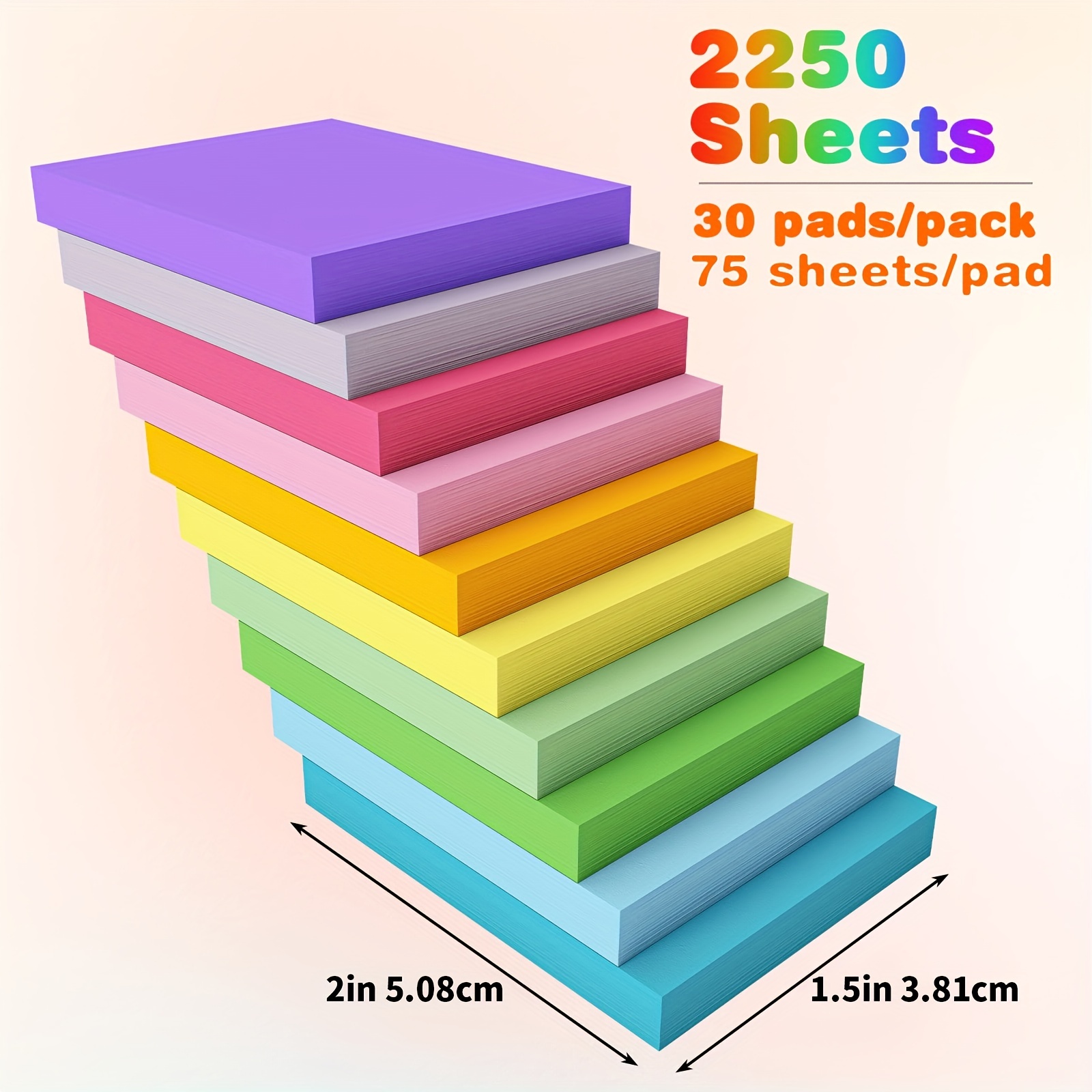Cocoboo 20 Pads Mini Sticky Notes, 10 Colors, 1.5 x 2 Inches Small Self-Stick Notes, 100 Sheets per Pad, Post Notes for School and Office