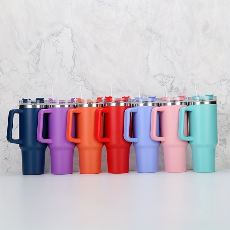 Double Insulated Travel Mug With Lid Coffee Tea 30oz Tumbler Reusable  Straws