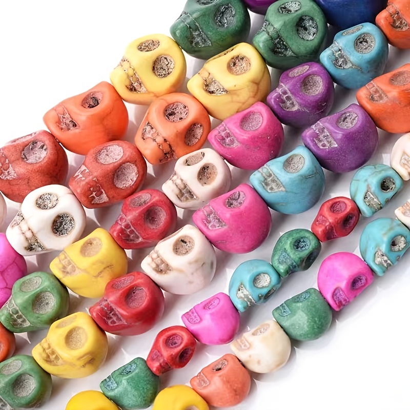 Howlite Skull Beads  Dyed Skull Shaped Beads - Available in 8mm