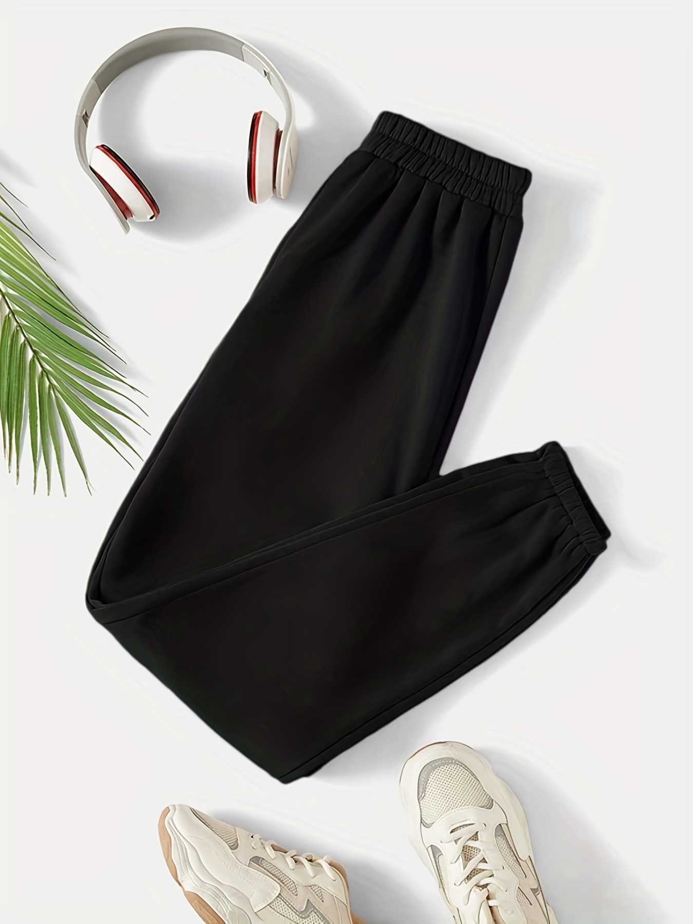 Elastic Waist Jogger Pants Versatile Loose Solid Pants - Temu