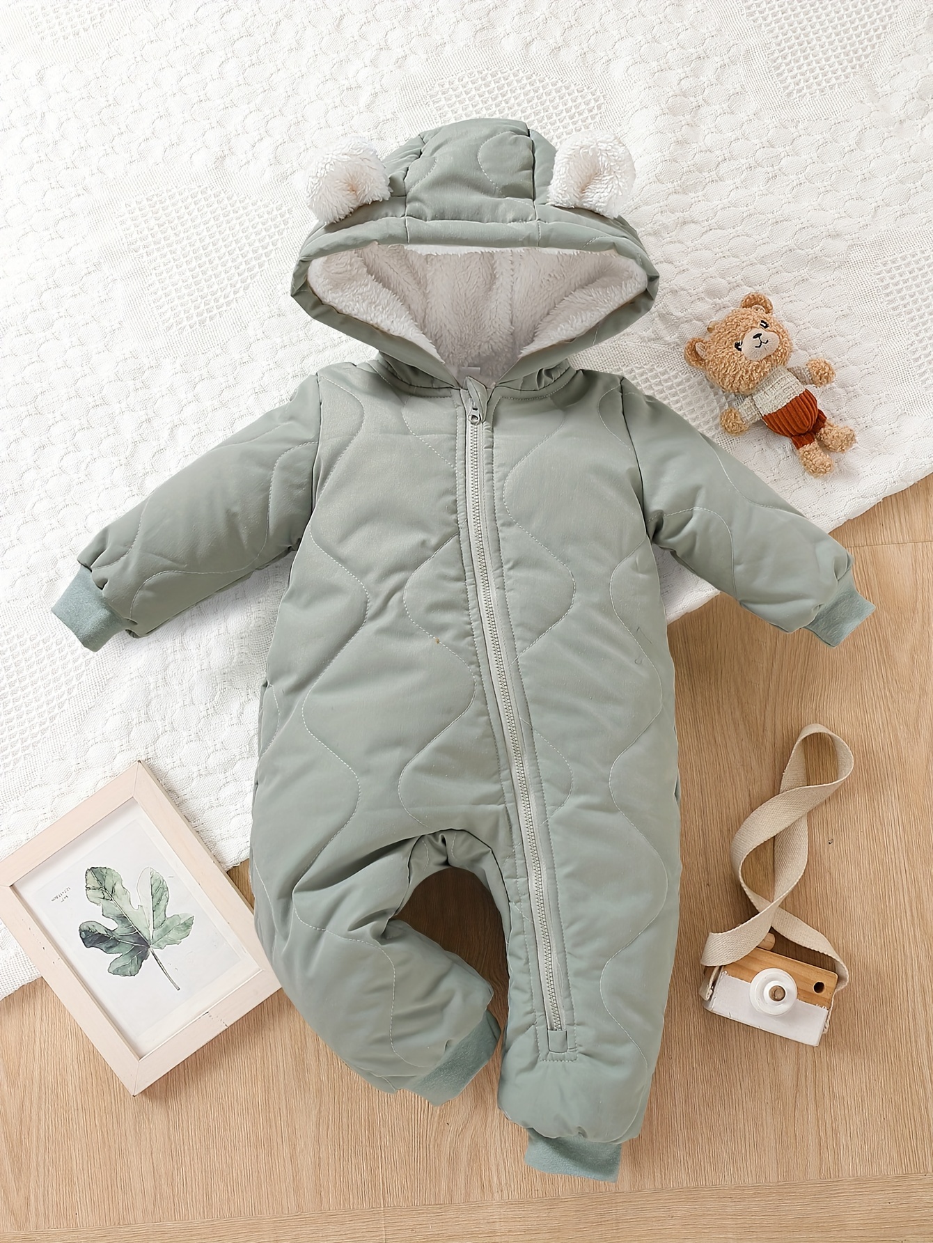 Ropa para bebé niña niño invierno cálido forro polar con capucha oso  sudadera y pantalones elegante resistente al desgaste moda mono