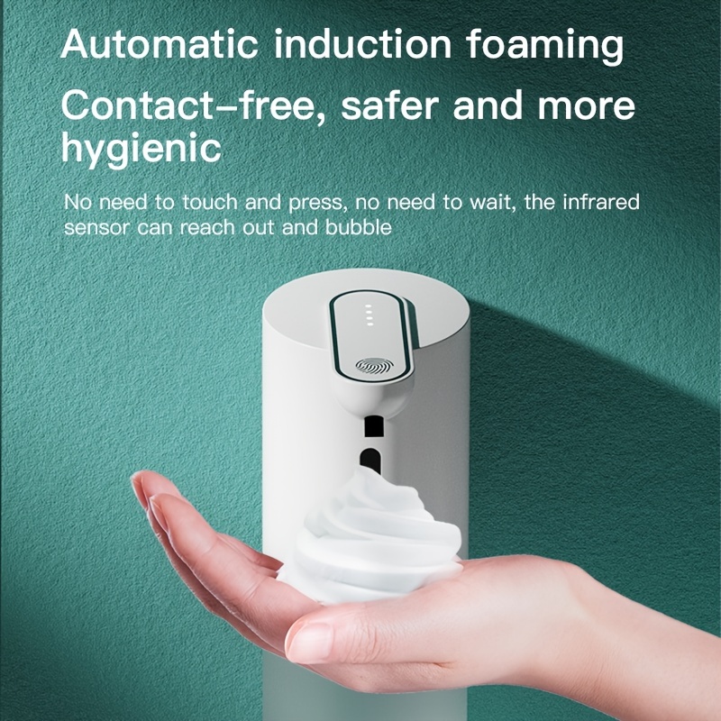 Dispensador automático de jabón, dispensador de jabón de manos espumoso,  sin contacto, recargable para encimera y montaje en pared, dispensador de