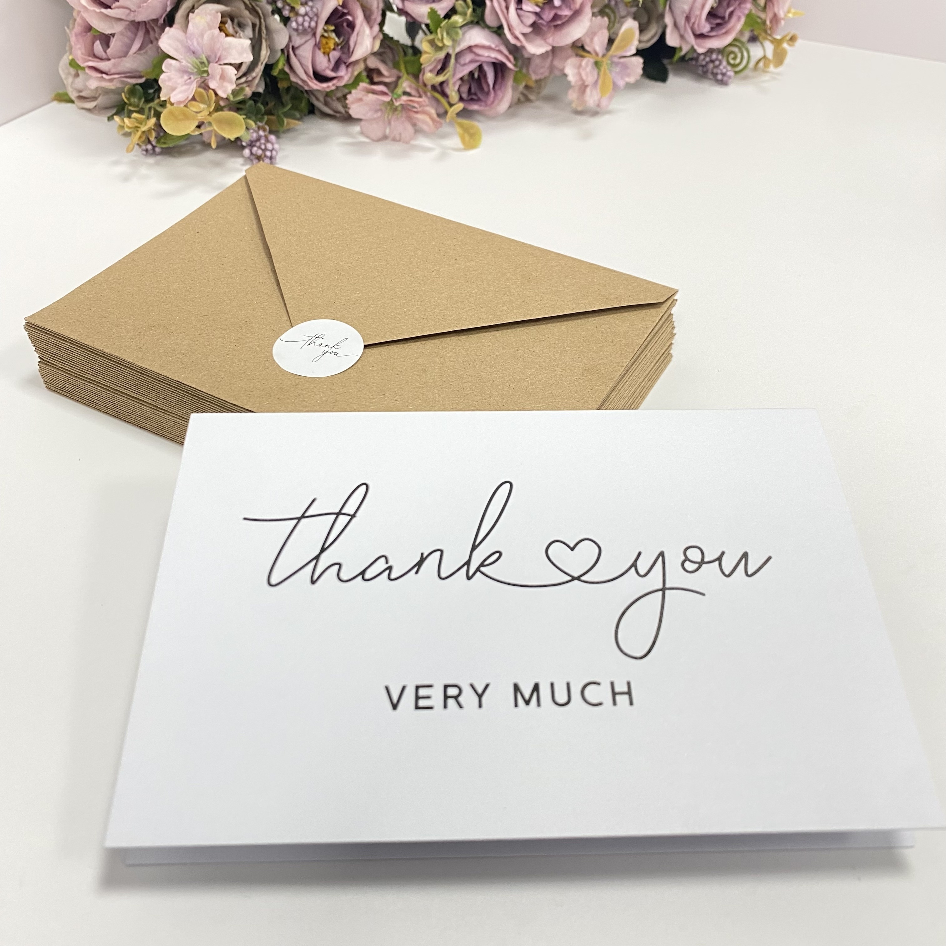 Thank You Cards With Kraft Envelopes And Matching Stickers - Temu