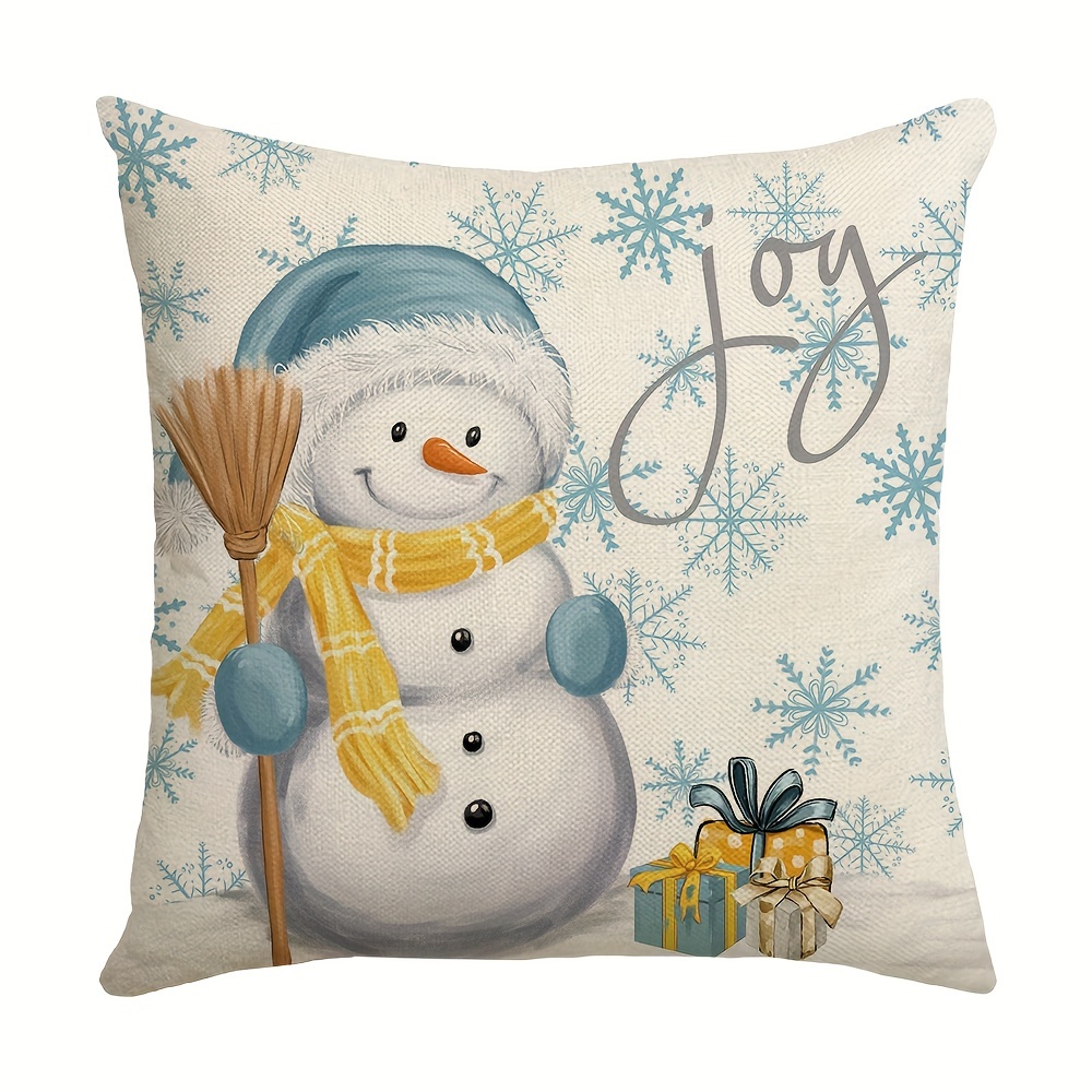 TEMU 1 Christmas Pillowcase Measuring 17.×17.7 Inches, A Festive Pillow Cover Featuring Printed Christmas Trees, Snowmen, And Reindeer, Ideal For