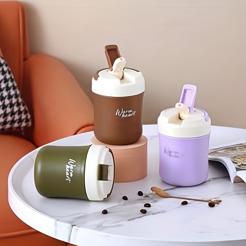 400ml Double Stainless Steel Coffee Thermos Mug With Straw Multifunctional  Car Vacuum Flask Portable Travel Insulated